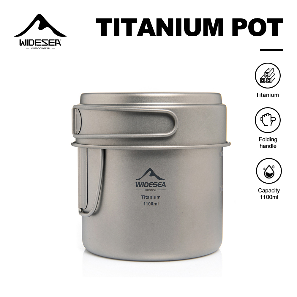 Camping Cooking Utensil Set - Widesea Ultralight Titanium Camping Pot 1100ml