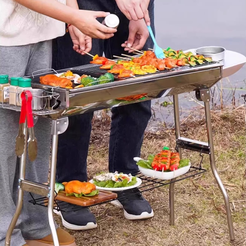 Camping Cooking Requirements - Stainless Steel Barbecue Grill Portable No
