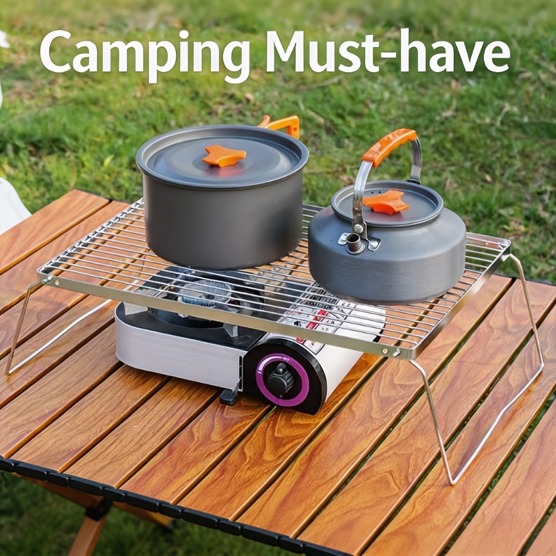 Camping Cooking Meat - Portable Foldable Stainless Campfire Stand –