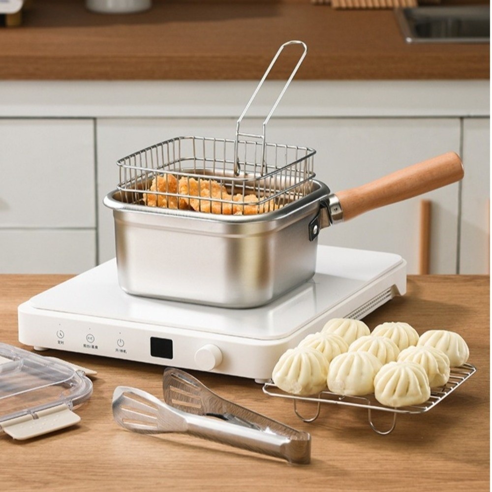 Camping Cooking Basket - Portable Stainless Steel Frying Pan Square