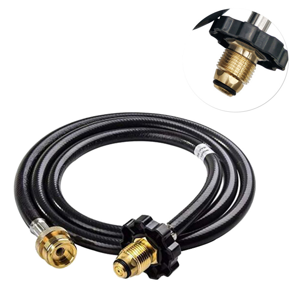 Camping Double Cooking Stove - Stove Gas Hose 6 Feet Black
