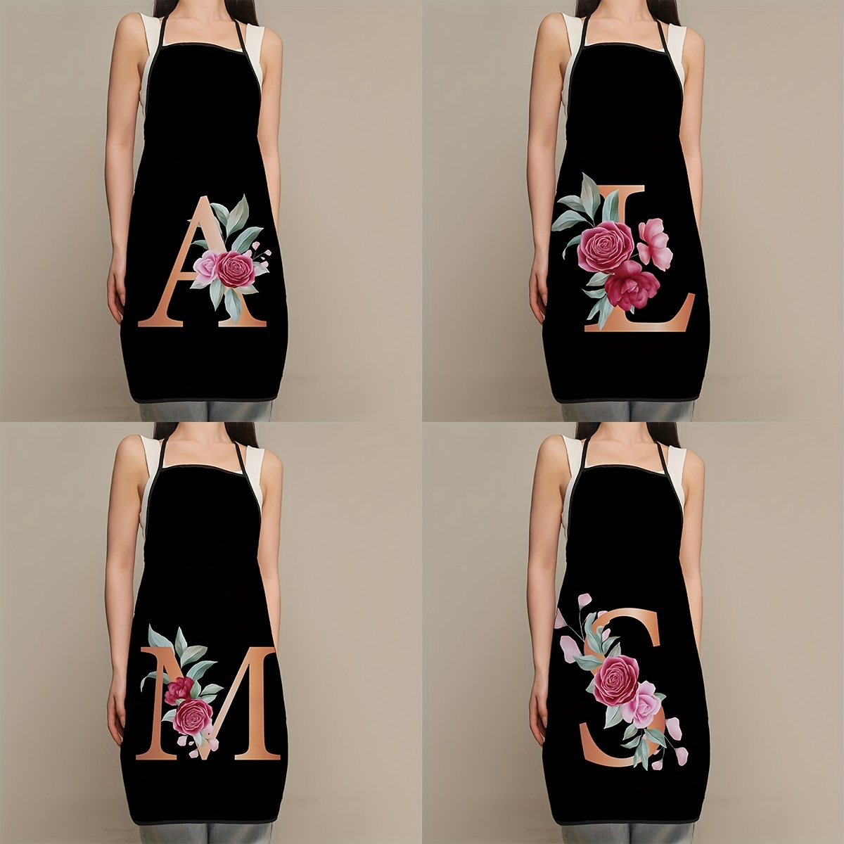 Camping Cooking Apron - 1pc Floral Letter Print Polyester Apron
