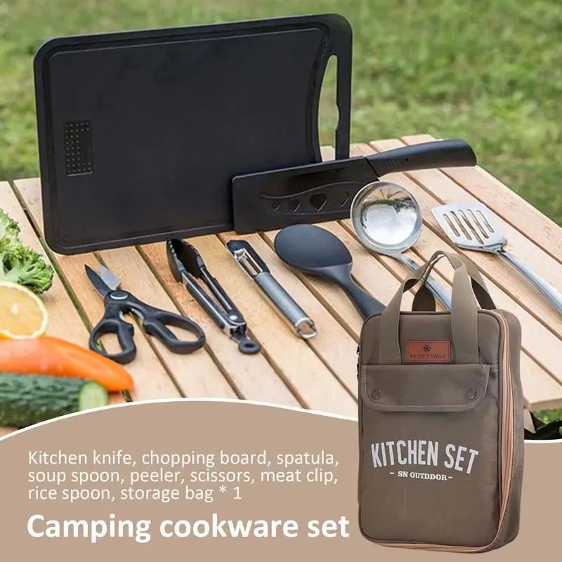 8pcs Camping Kitchen Cookware  - Camping Cooking Utensil Set review and price