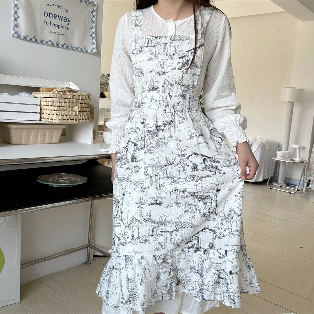 Women Ruffles Apron Cotton Ink - Camping Cooking Apron review and price