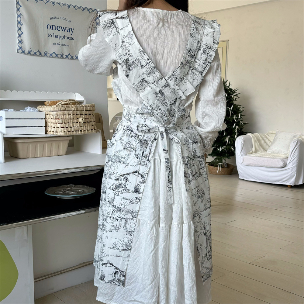 Women Ruffles Apron Cotton Ink - Camping Cooking Apron review and price