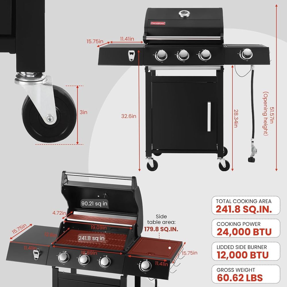 3-Burner Propane Gas Grill wit - Camping Cooking Top review and price