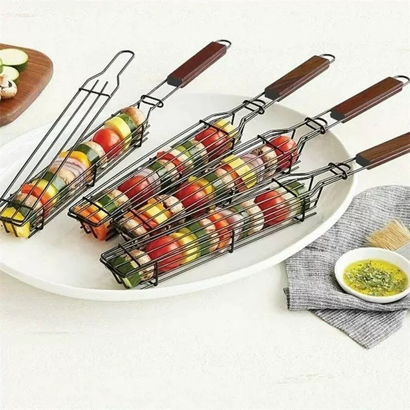 BBQ Grill Basket Portable Meat - Camping Cooking Vegetables review and price