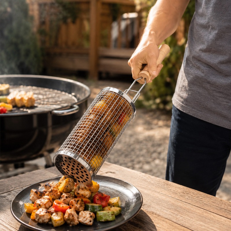 Round Barbecue Grill Basket Se - Camping Cooking Basket review and price