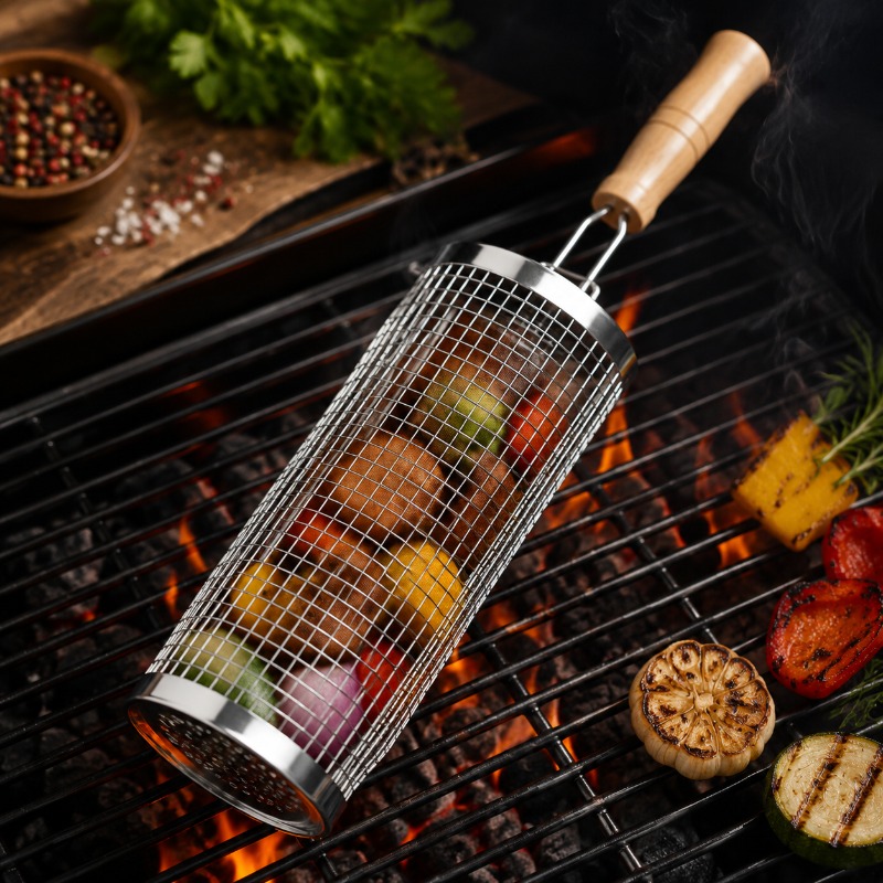Round Barbecue Grill Basket Se - Camping Cooking Basket review and price