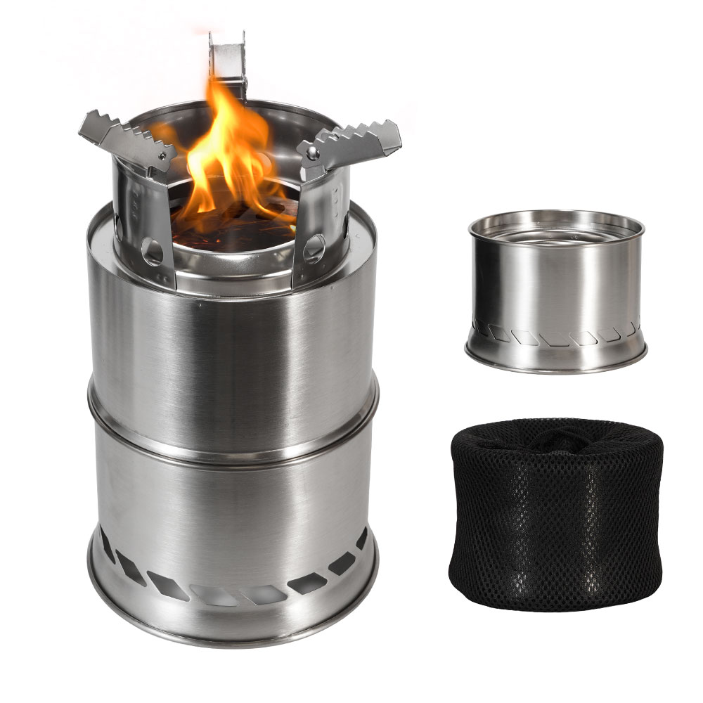 Outdoor Camping Portable Wood  - Camping Double Cooking Stove review and price