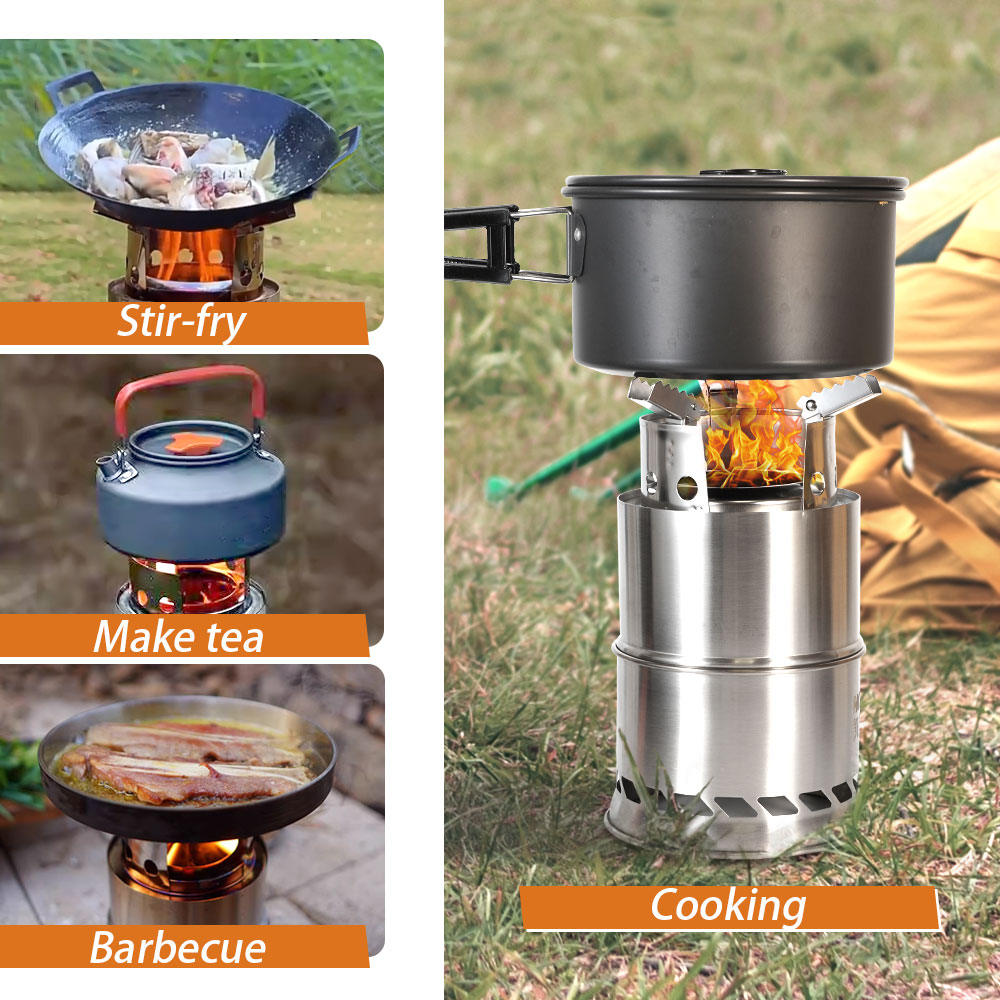 Outdoor Camping Portable Wood  - Camping Double Cooking Stove review and price