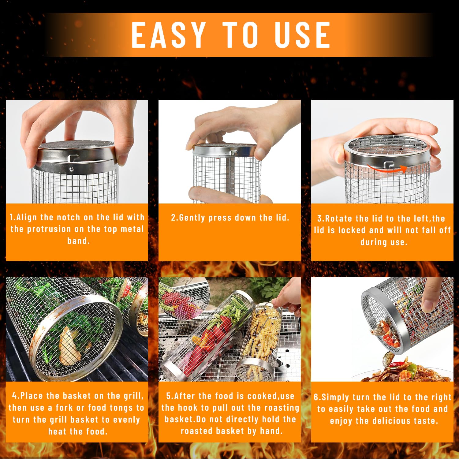 2 Pieces Rolling Grilling Bask - Camping Cooking Basket review and price