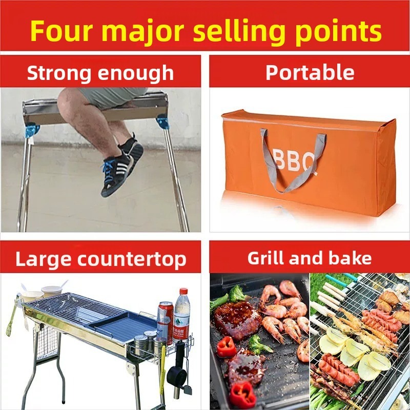 Large Folding Charcoal Barbecu - Camping Cooking Meat review and price