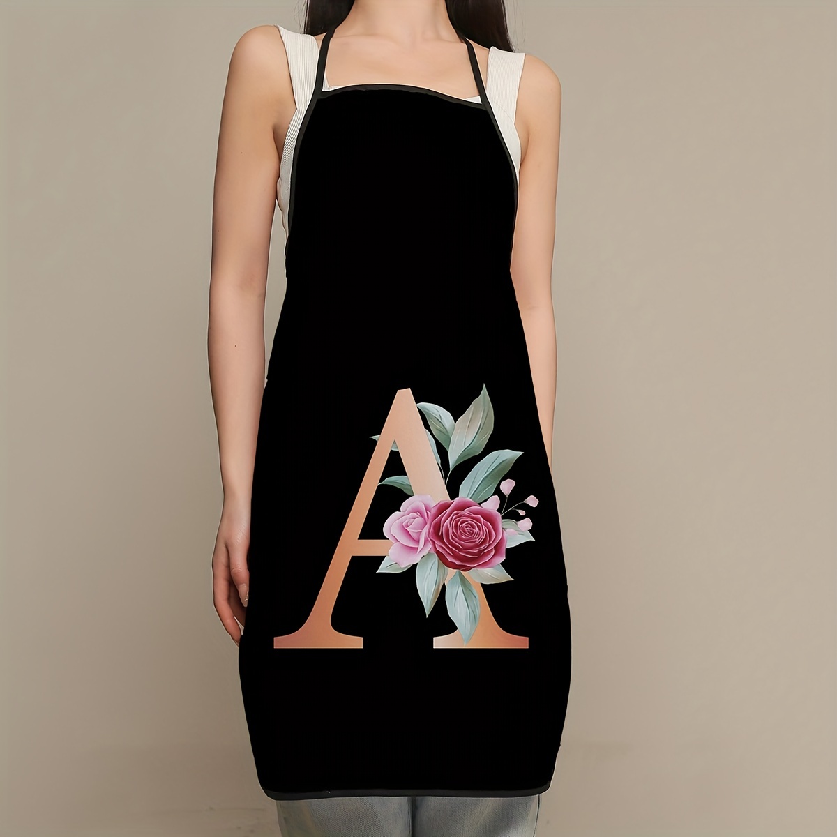 1pc Floral Letter Print Polyes - Camping Cooking Apron review and price