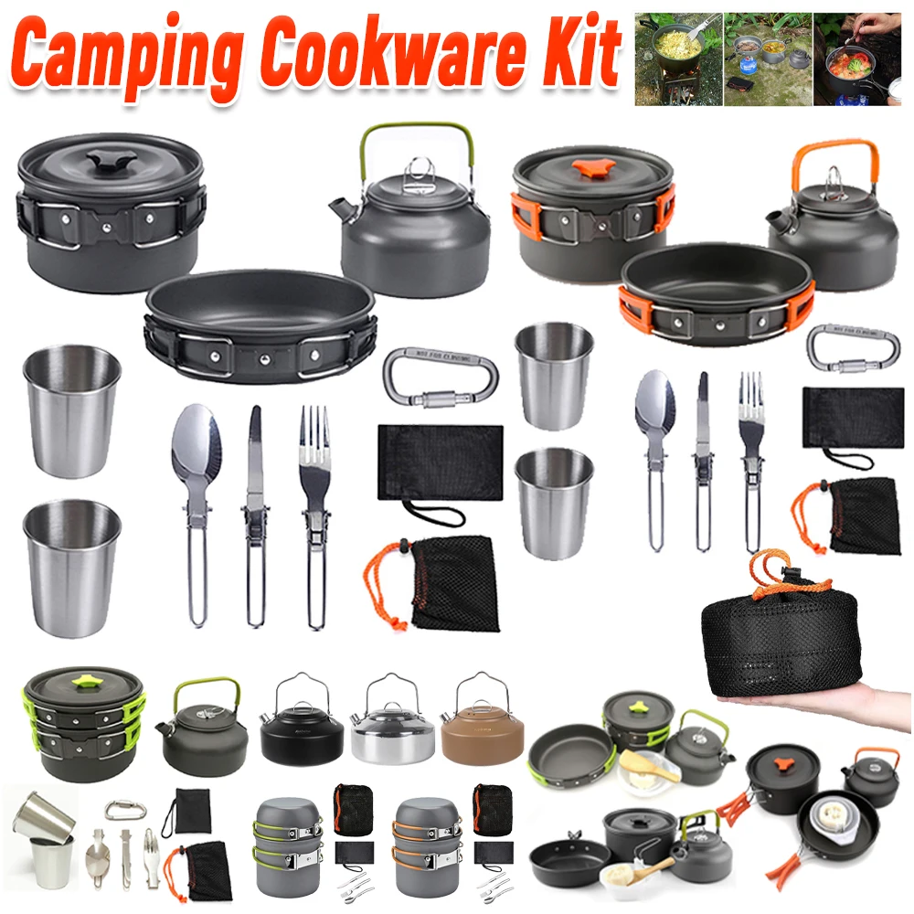 Camping Cookware Kit Kettle Po - Camping Cooking Utensil Set review and price