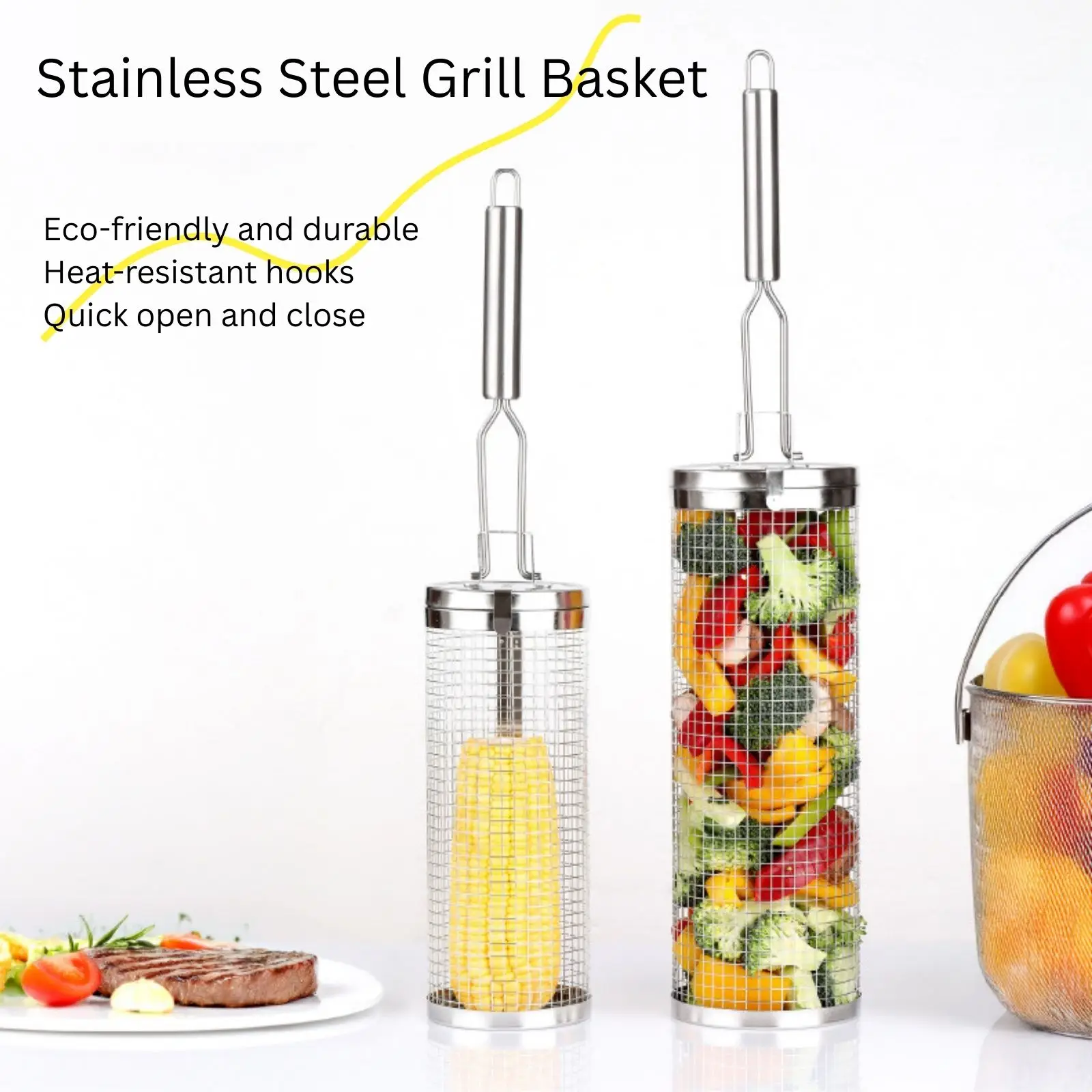 Stainless Steel Rolling Grill  - Camping Cooking Vegetables review and price
