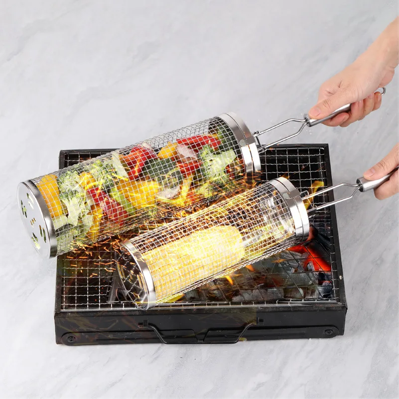 Stainless Steel Rolling Grill  - Camping Cooking Vegetables review and price