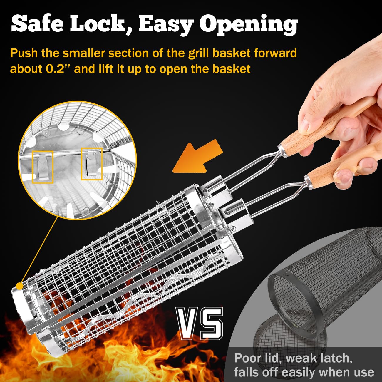 BUYYES Rolling Grill Basket BB - Camping Cooking Basket review and price