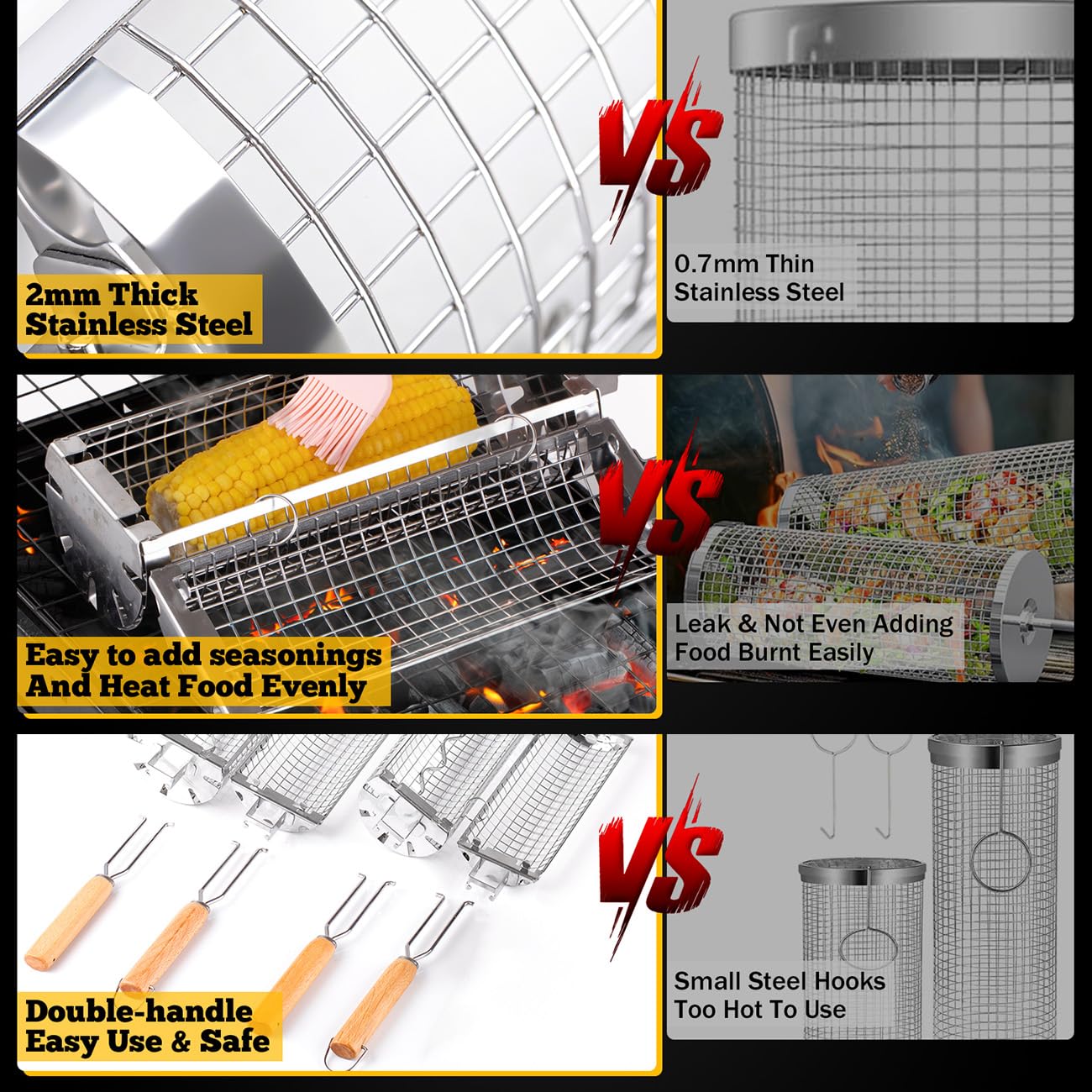 BUYYES Rolling Grill Basket BB - Camping Cooking Basket review and price